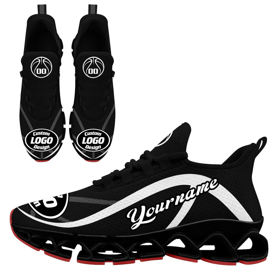 Custom Black White Maxsoul Shoes Personalized Sneaker FN003XD-D020391-15