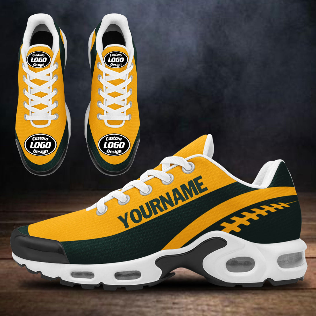 Client Gifts,Custom Yellow Black TN Shoes Personalized Sneakers TN-D020077-13