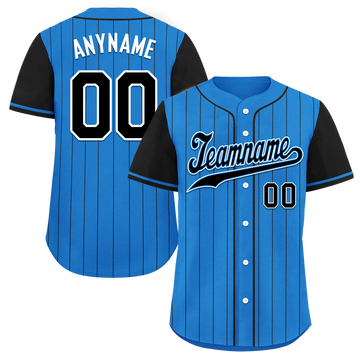 Corporate Gifts,Custom Blue Black Stripe Fashion Personalized Authentic Baseball Jersey BSBJ01-D017213