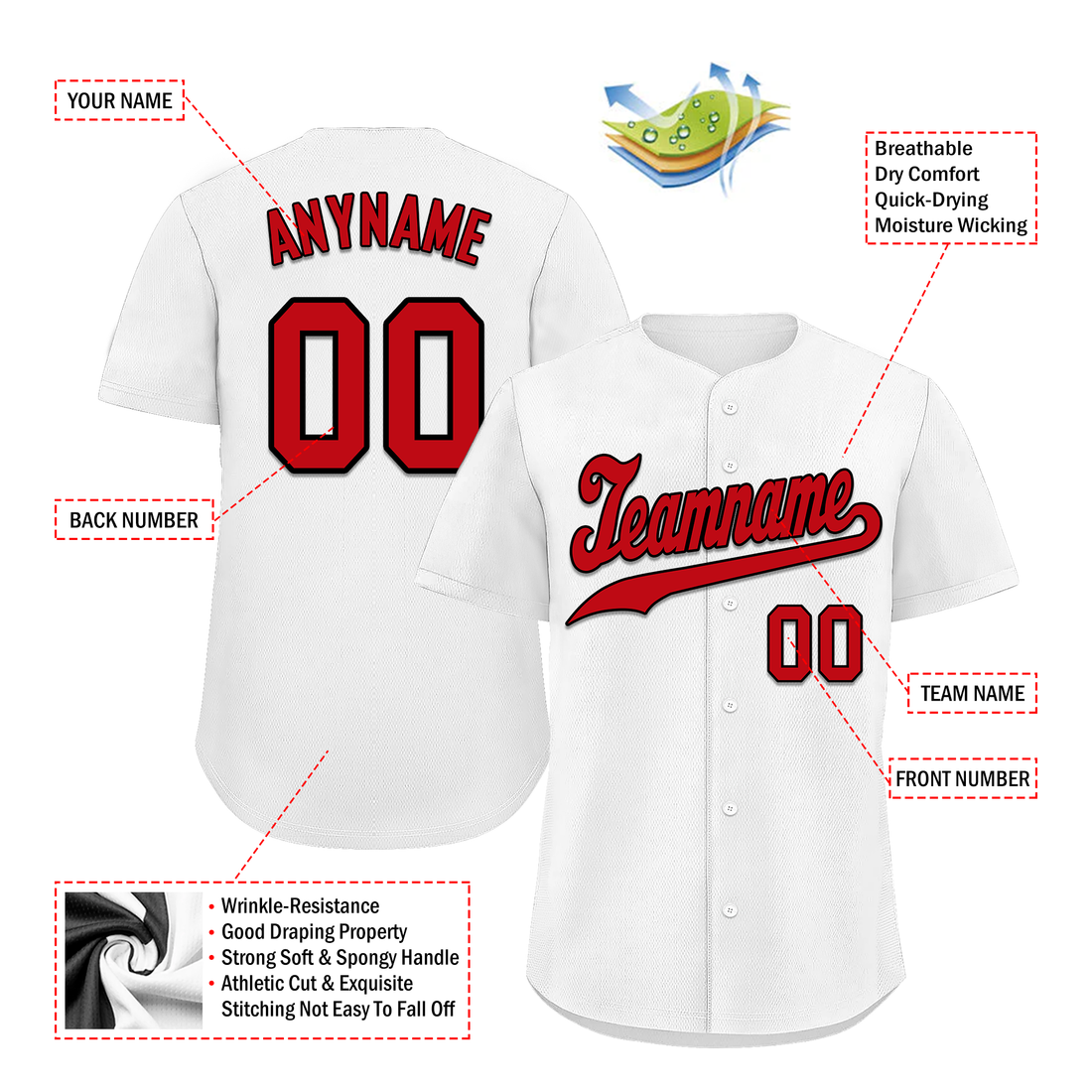 Custom White Classic Style Red Personalized Authentic Baseball Jersey BSBJ01-bd0fad9