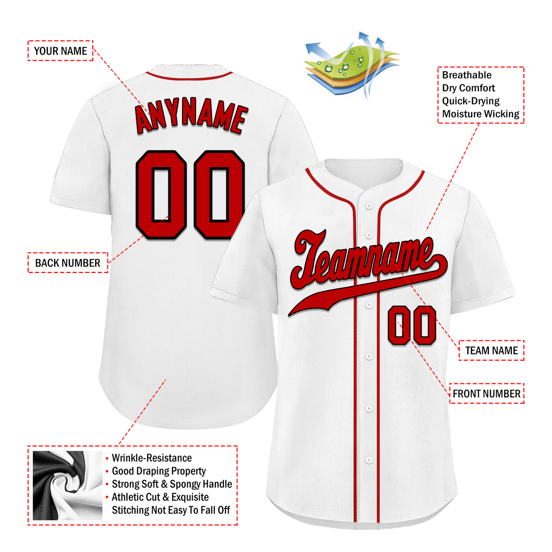 Custom White Classic Style Red Personalized Authentic Baseball Jersey BSBJ01-bd0faa0