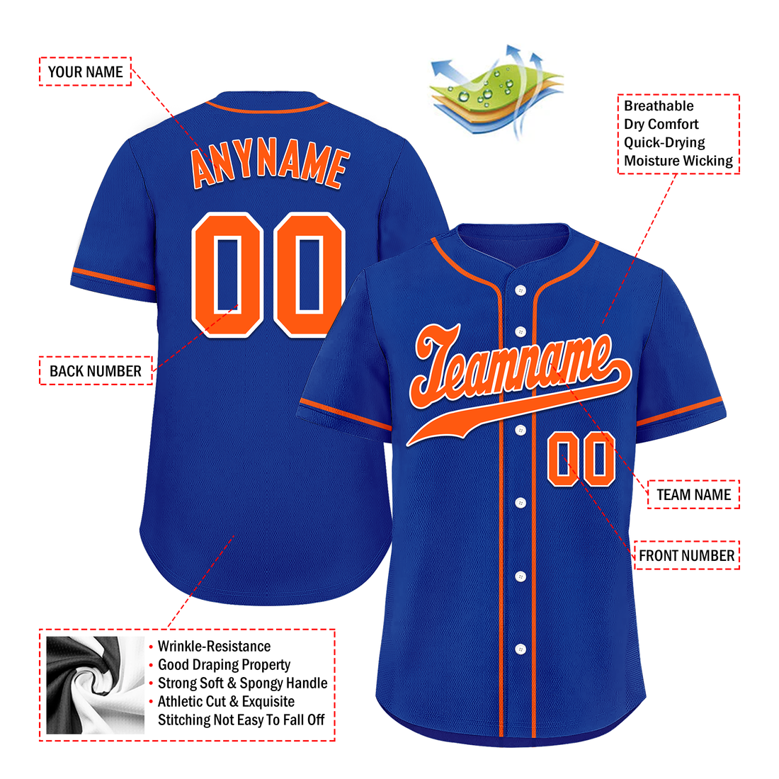 Unique Gift,Custom Blue Classic Style Orange Personalized Authentic Baseball Jersey BSBJ01-bd0fa08