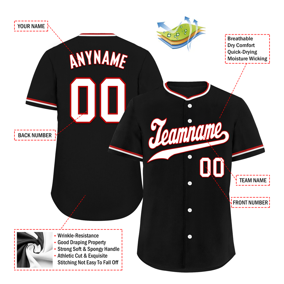 Unique Gift,Custom Black Classic Style White Personalized Authentic Baseball Jersey BSBJ01-bd0fad0