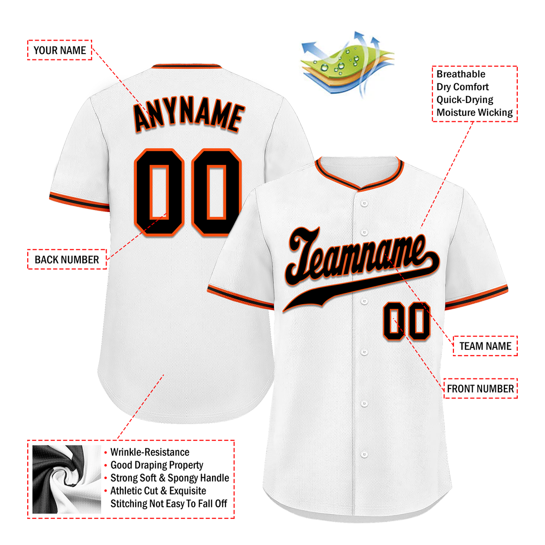 Unique Gift,Custom White Classic Style Black Personalized Authentic Baseball Jersey BSBJ01-bd0fae8