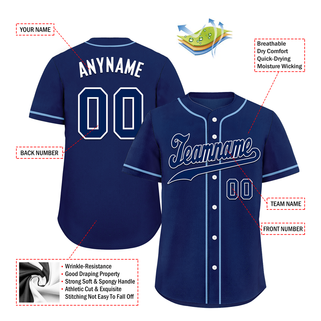 Unique Gift,Custom Blue Classic Style Blue Personalized Authentic Baseball Jersey BSBJ01-bd0fa0c
