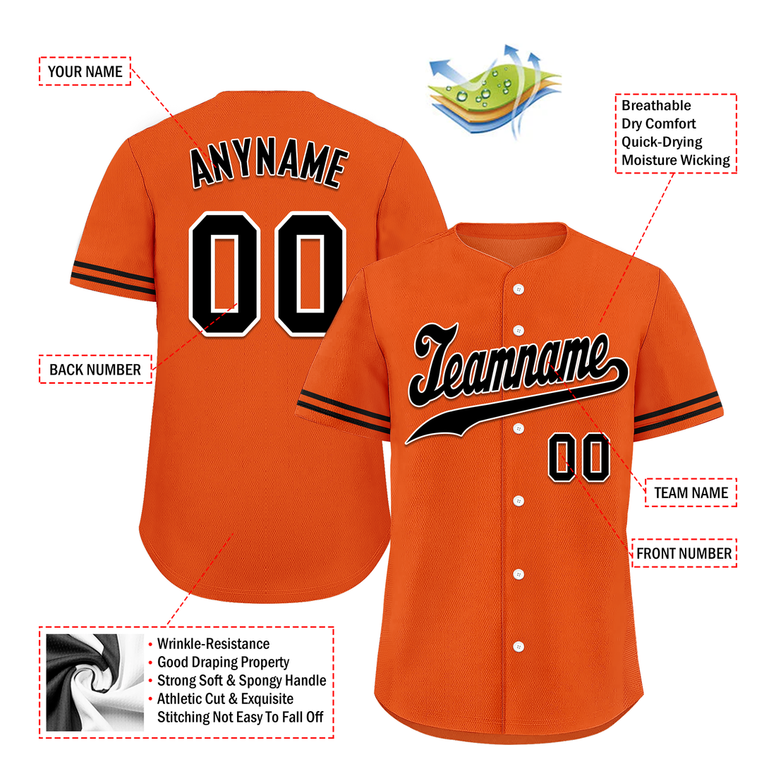 Unique Gift,Custom Orange Black Classic Style Black Personalized Authentic Baseball Jersey BSBJ01-bd0fa0a