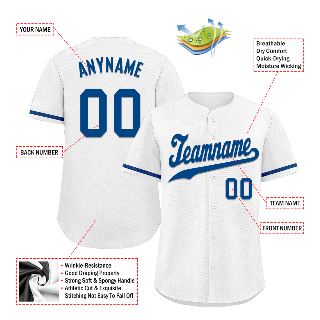 Custom White Classic Style Blue Personalized Authentic Baseball Jersey BSBJ01-bd0faa9