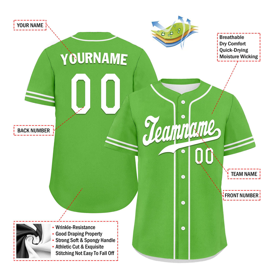 Unique Gift,Custom Green Classic Style White Personalized Authentic Baseball Jersey UN002-bd0b00d8-be
