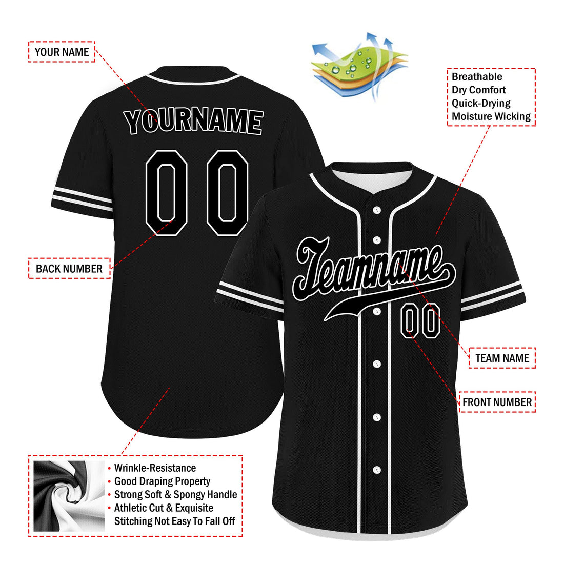 Custom Black Classic Style Black Personalized Authentic Baseball Jersey UN002-bd0b00d8-c0