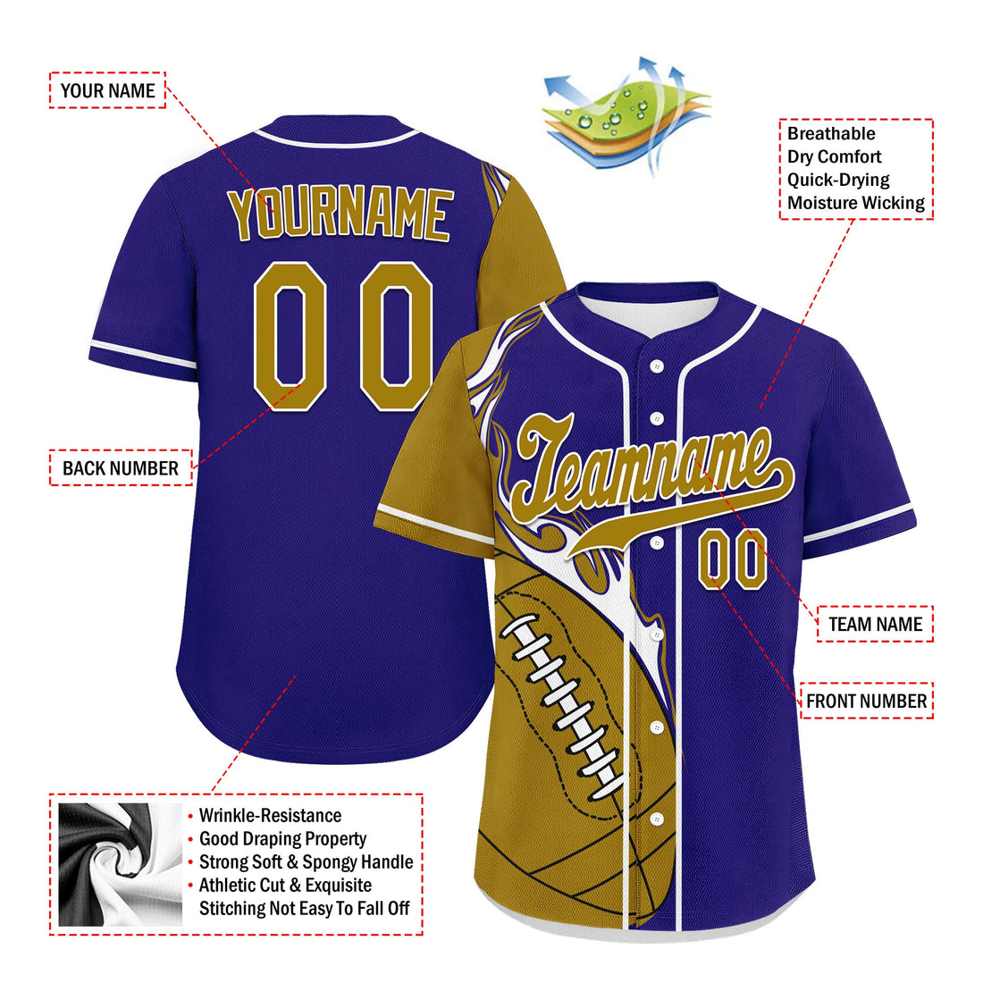 Custom Blue Yellow Classic Style Personalized Authentic Baseball Jersey UN002-D0b0a00-c