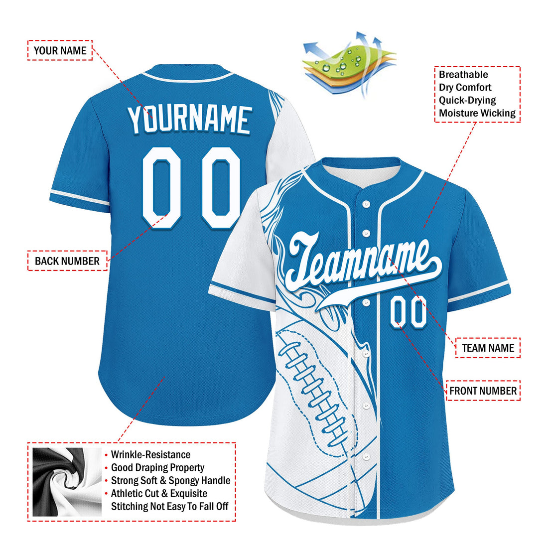 Client Gifts,Custom Cyan White Classic Style Personalized Authentic Baseball Jersey UN002-D0b0a00-aa