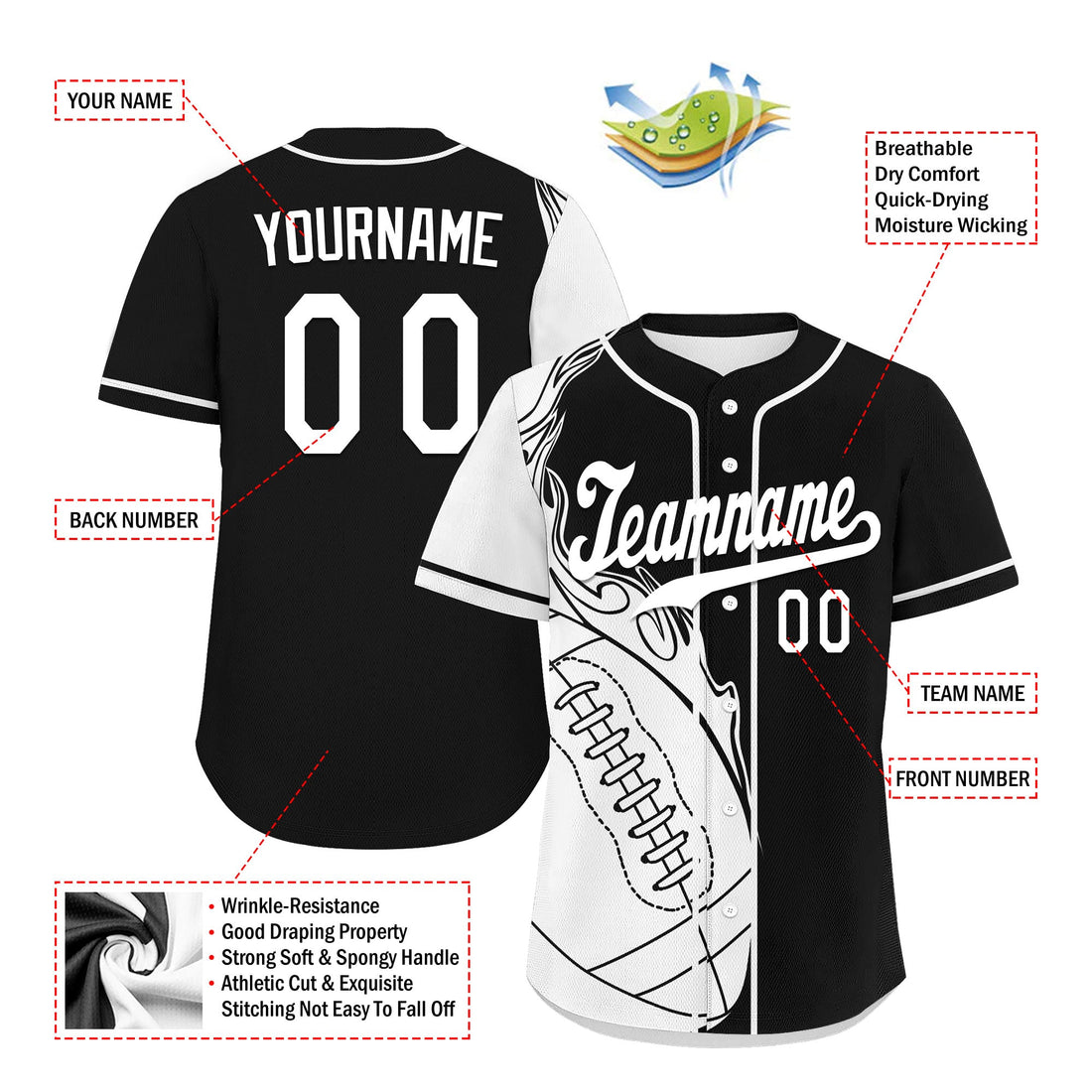 Custom Black White Classic Style Personalized Authentic Baseball Jersey UN002-D0b0a00-a9
