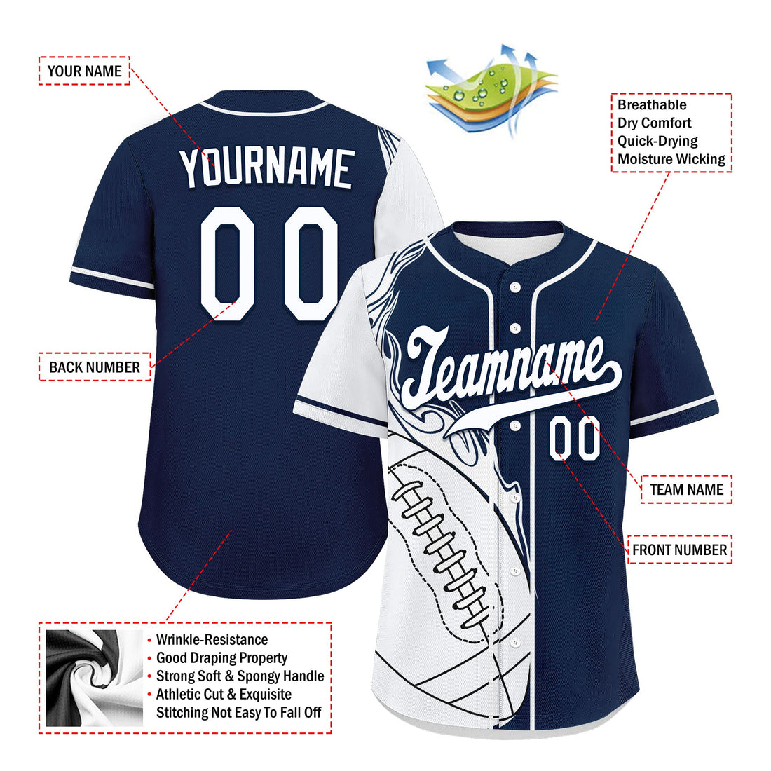 Client Gifts,Custom Blue White Classic Style Personalized Authentic Baseball Jersey UN002-D0b0a00-9