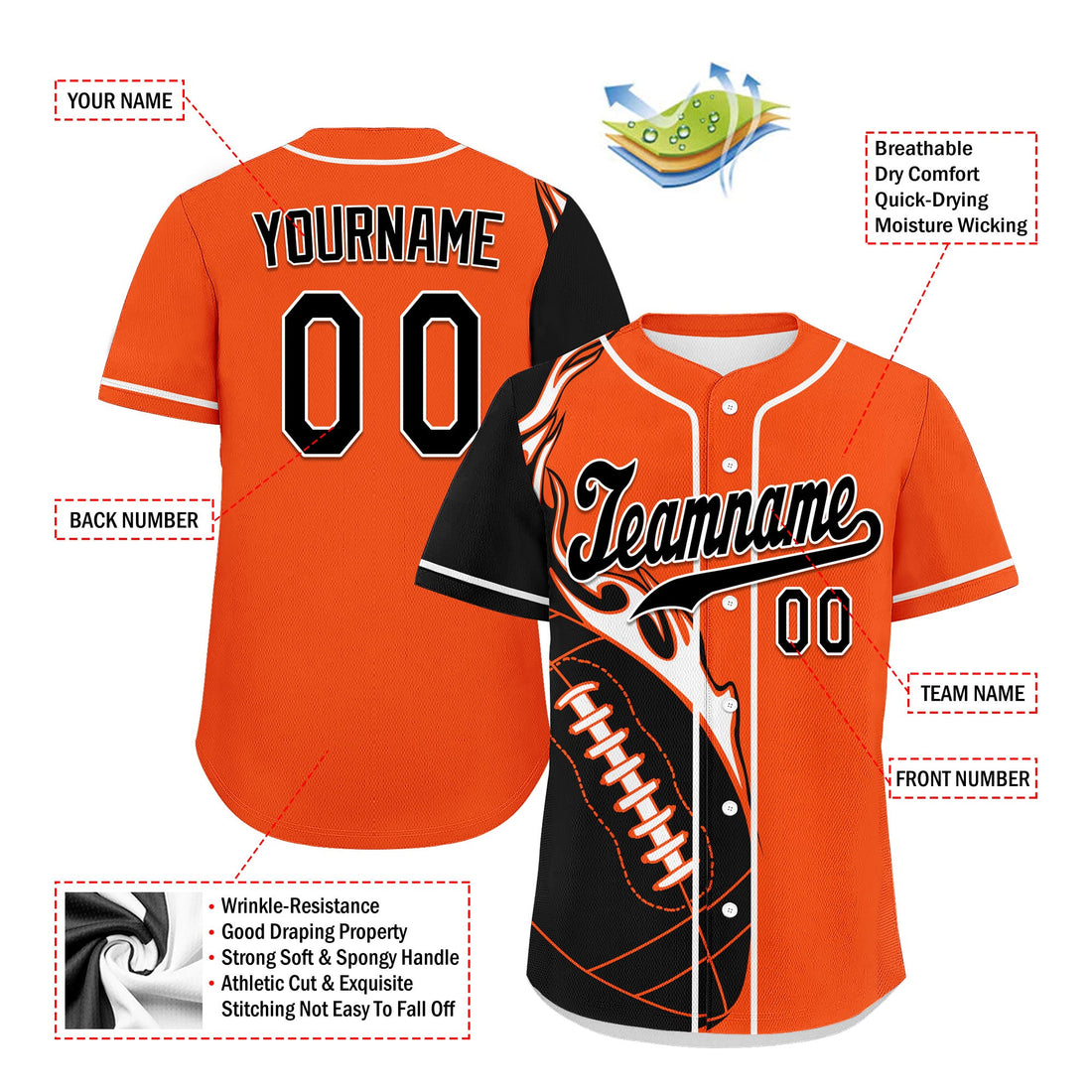 Custom Orange Black Classic Style Personalized Authentic Baseball Jersey UN002-D0b0a00-8