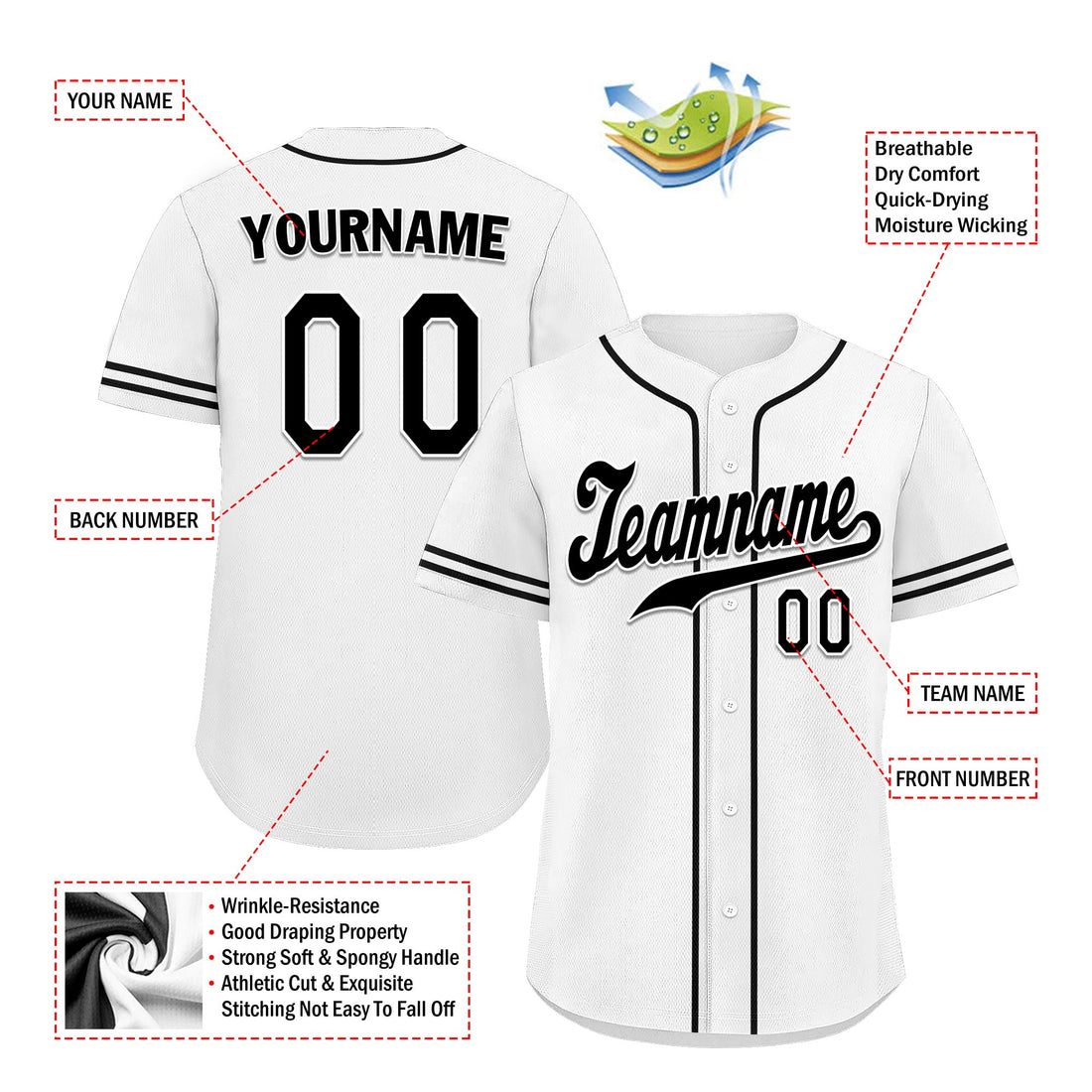 Custom White Classic Style Black Personalized Authentic Baseball Jersey UN002-bd0b00d8-bf