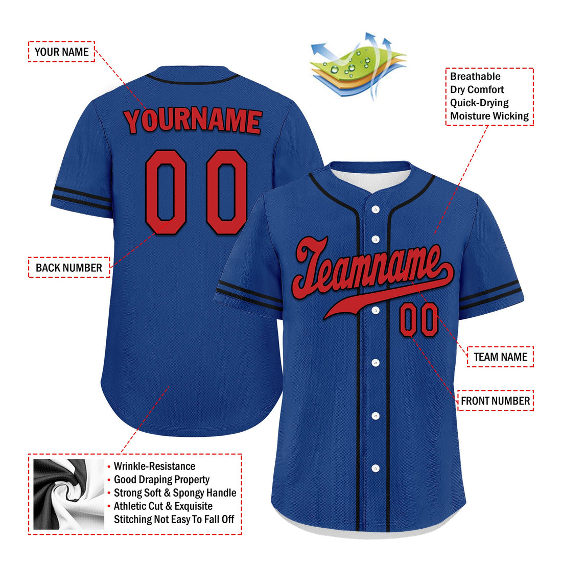 Custom Blue Classic Style Red Personalized Authentic Baseball Jersey UN002-bd0b00d8-a0