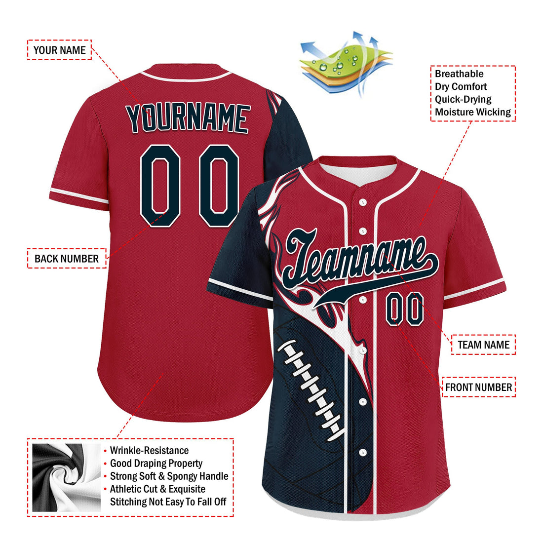 Custom Red Black Classic Style Personalized Authentic Baseball Jersey UN002-D0b0a00-ab