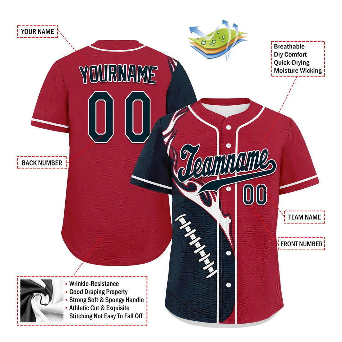 Client Gifts,Custom Red Black Classic Style Personalized Authentic Baseball Jersey UN002-D0b0a00-ab