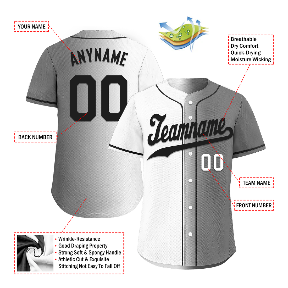 Custom White Grey Gradient Fashion Personalized Authentic Baseball Jersey BSBJ01-D0a7aaf
