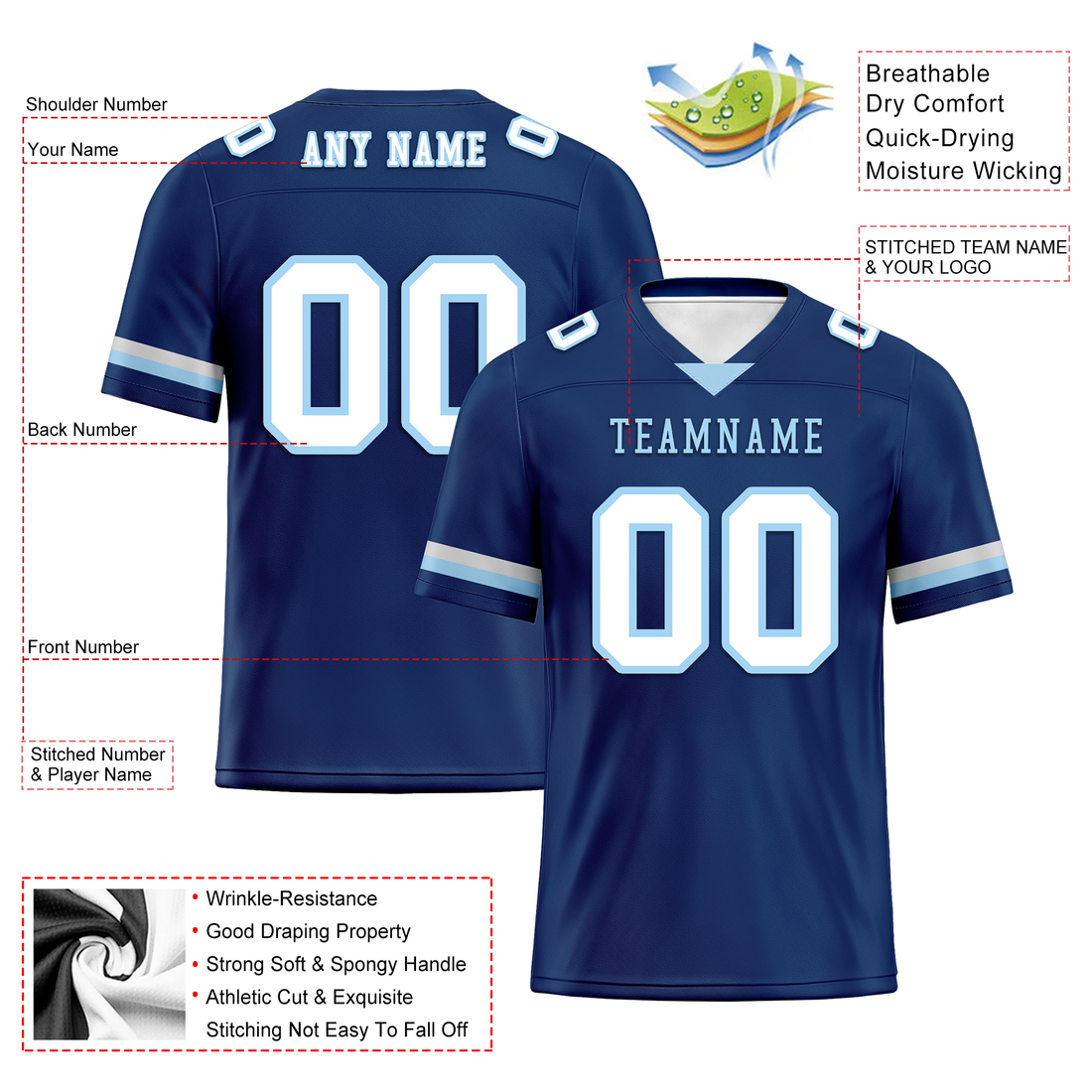 Luxury Gifts,Custom Blue Classic Style Personalized Authentic Football Jersey FBJ02-bd0a70a7