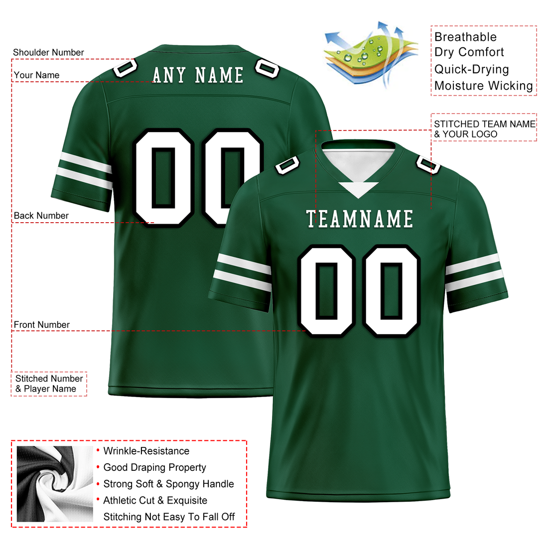 Luxury Gifts,Custom Green Classic Style Personalized Authentic Football Jersey FBJ02-bd0a70a9