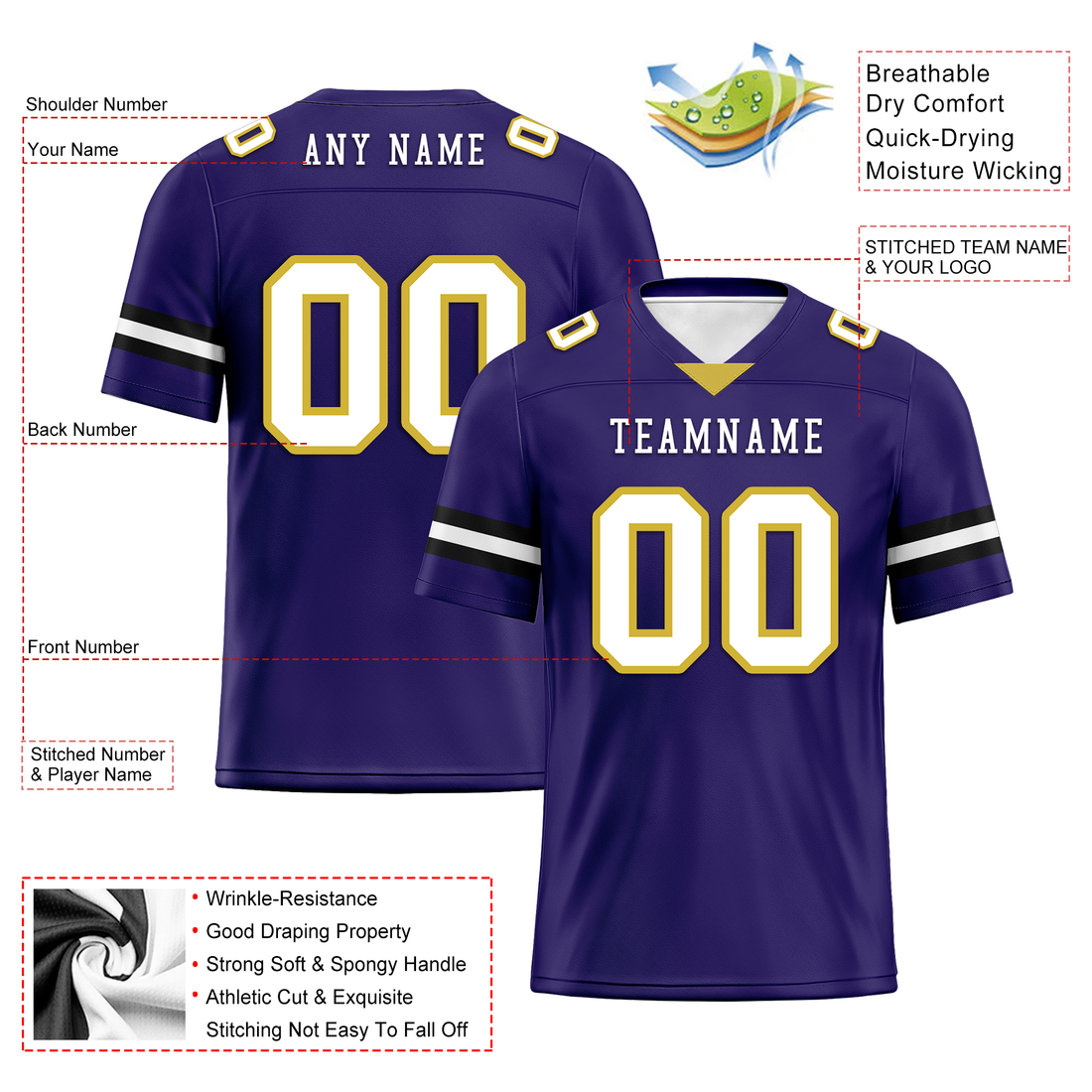 Luxury Gifts,Custom Purple Classic Style Personalized Authentic Football Jersey FBJ02-bd0a70cb