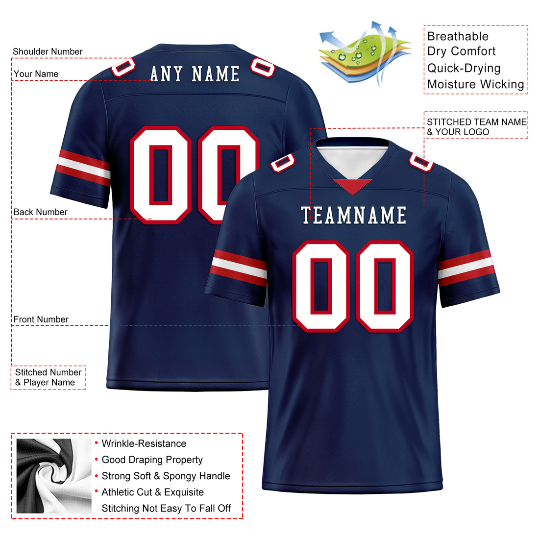 Luxury Gifts,Custom Blue Classic Style Personalized Authentic Football Jersey FBJ02-bd0a70b0