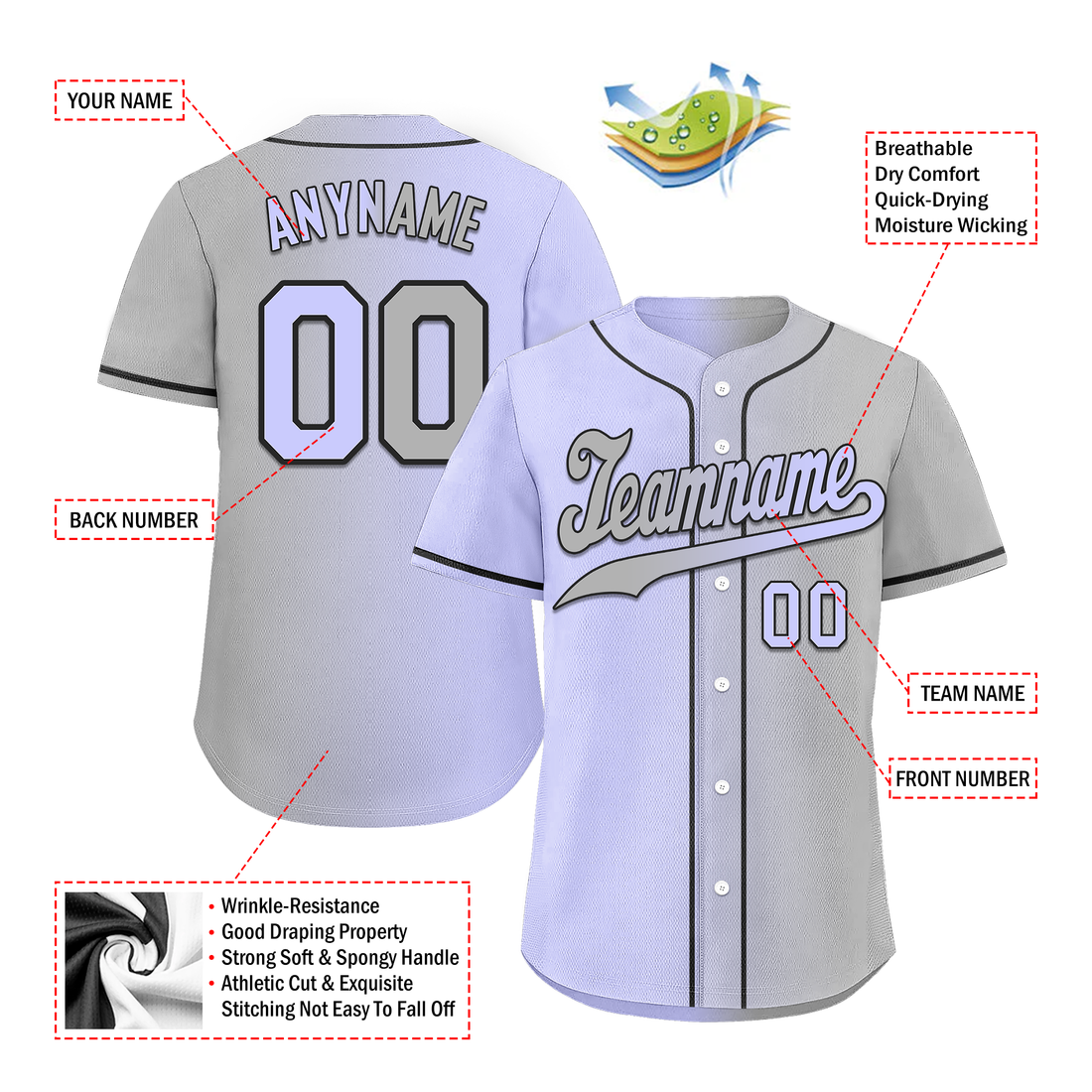 Luxury Gifts,Custom Purple Grey Gradient Fashion Personalized Authentic Baseball Jersey BSBJ01-D0a7a0f