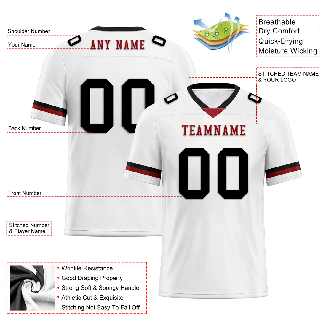 Luxury Gifts,Custom White Black Classic Style Personalized Authentic Football Jersey FBJ02-bd0a700b
