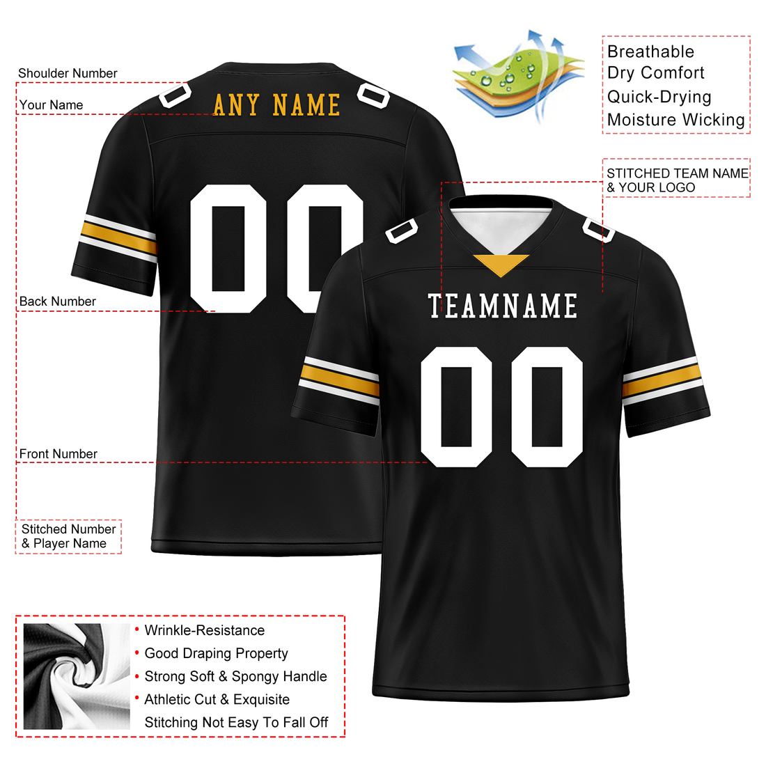 Luxury Gifts,Custom Black Classic Style Personalized Authentic Football Jersey FBJ02-bd0a70a8