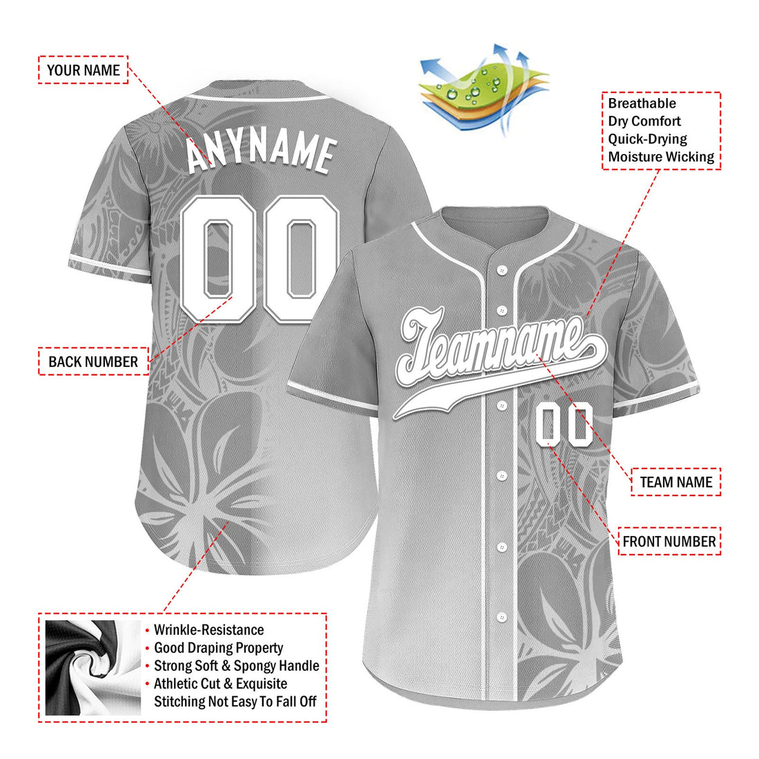 Holiday Gifts,Custom Gray Classic Style Personalized Authentic Baseball Jersey BSBJ01-D020160-8