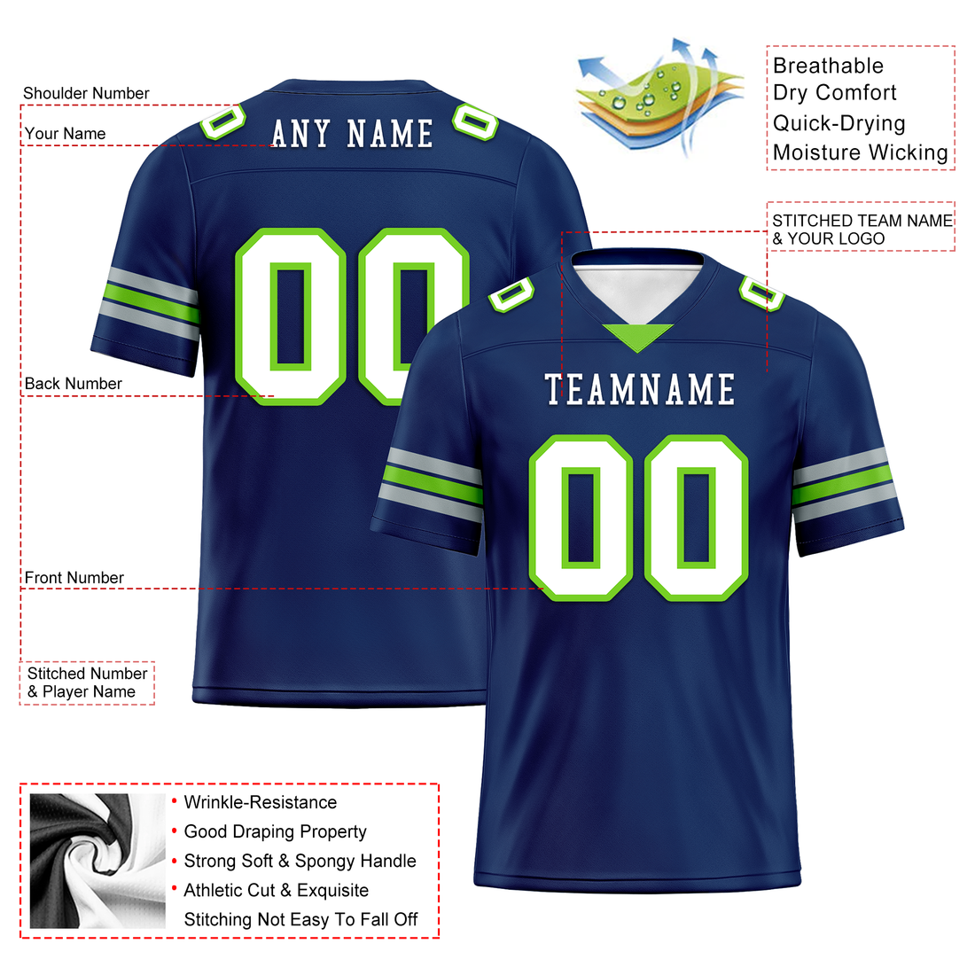 Luxury Gifts,Custom Blue Classic Style Personalized Authentic Football Jersey FBJ02-bd0a70ad