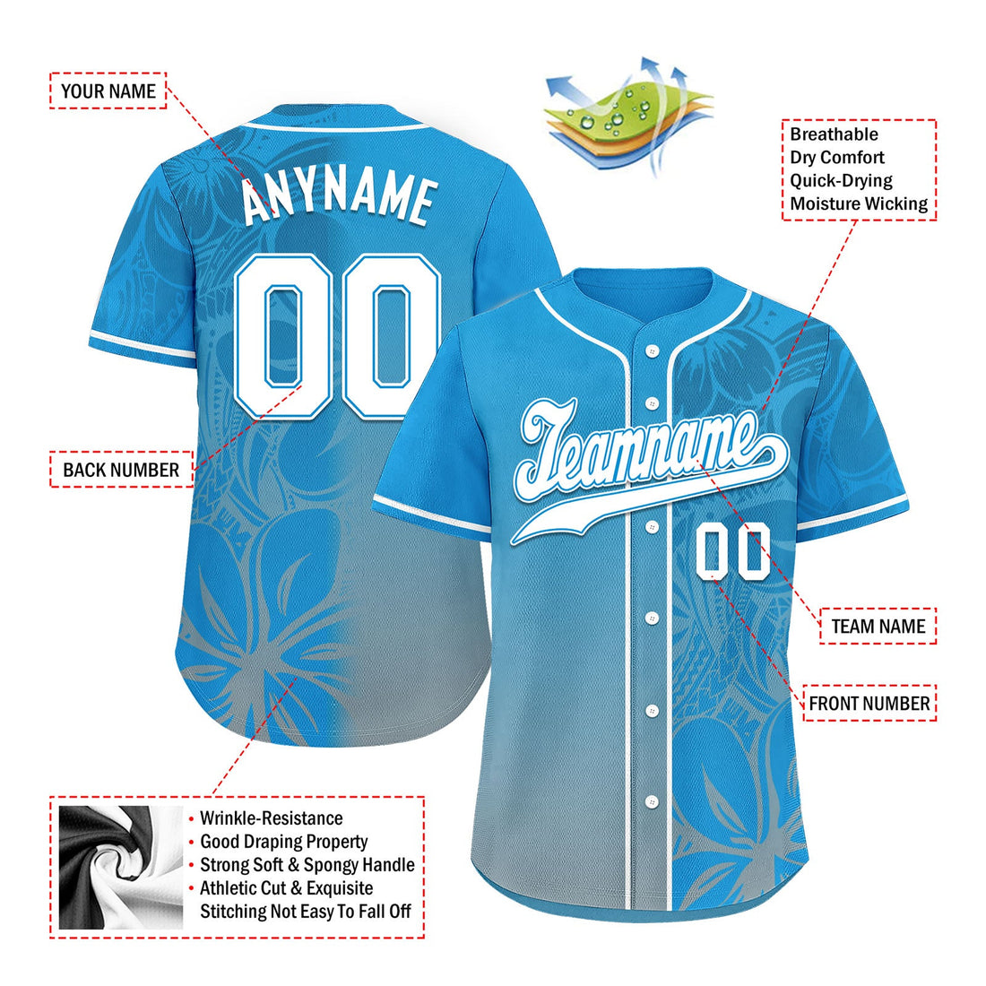 Holiday Gifts,Custom Blue Classic Style Personalized Authentic Baseball Jersey BSBJ01-D020160-6
