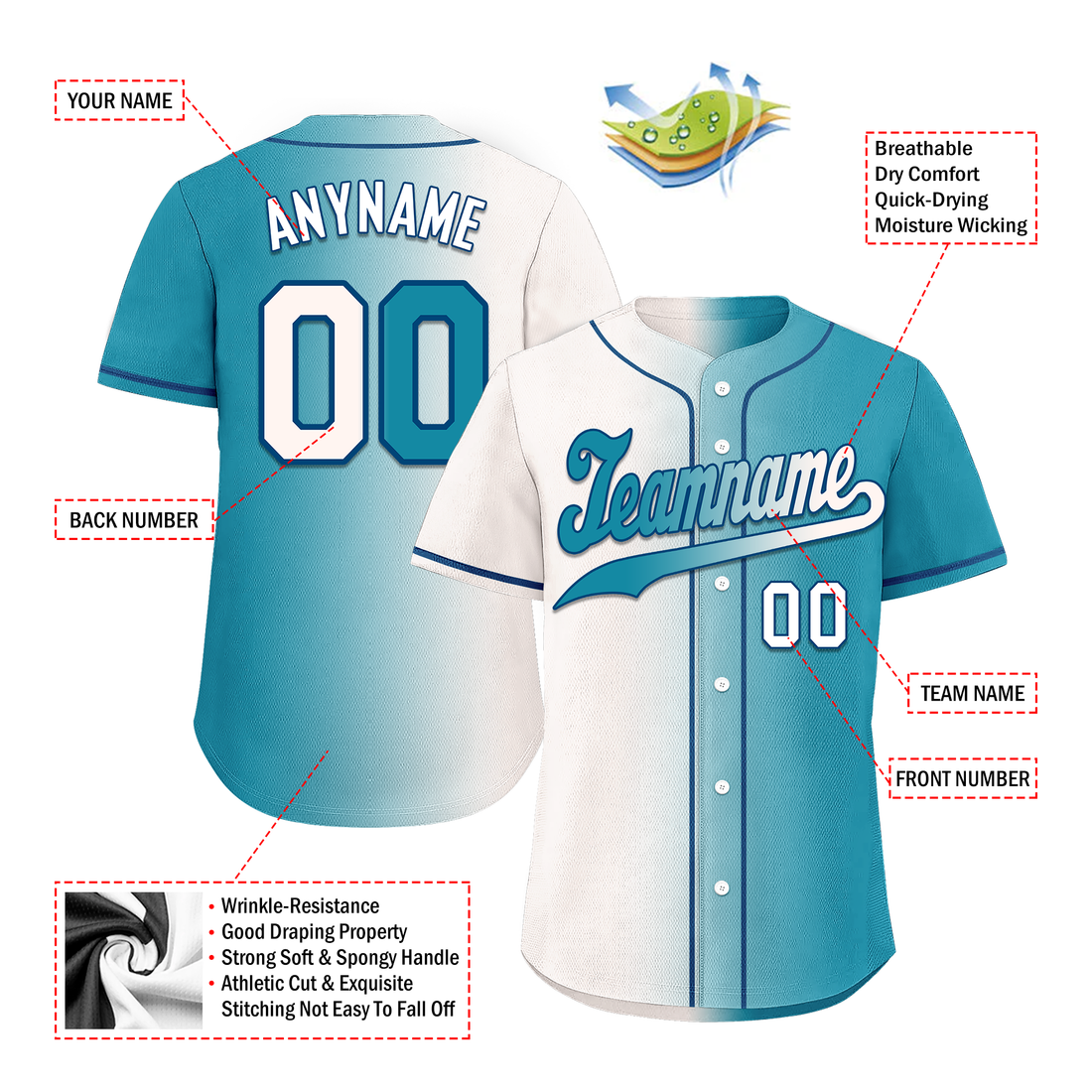 Corporate Gifts,Custom White Blue Gradient Fashion Personalized Authentic Baseball Jersey BSBJ01-D0a7ab0