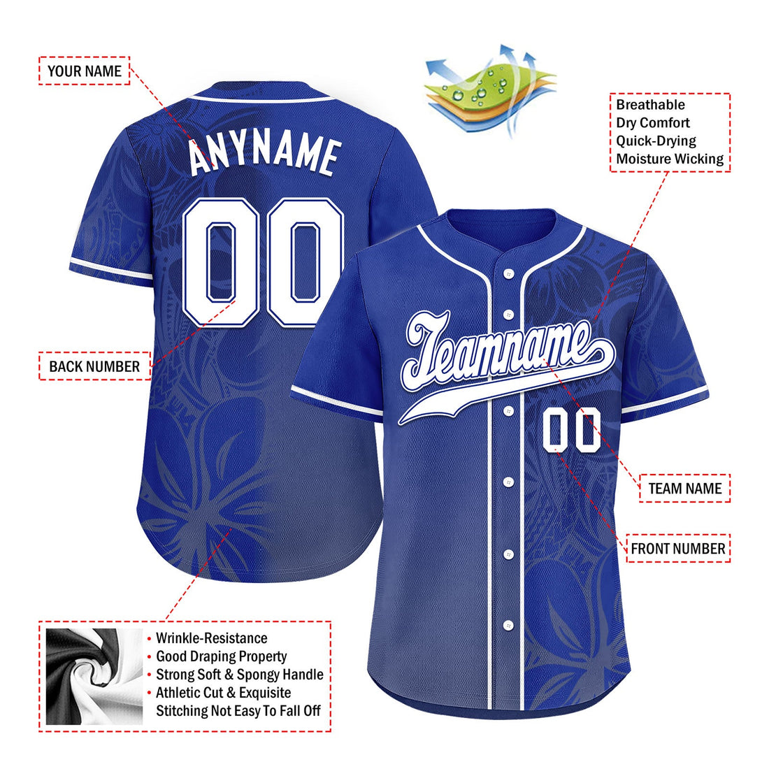 Holiday Gifts,Custom Blue Classic Style Personalized Authentic Baseball Jersey BSBJ01-D020160-9