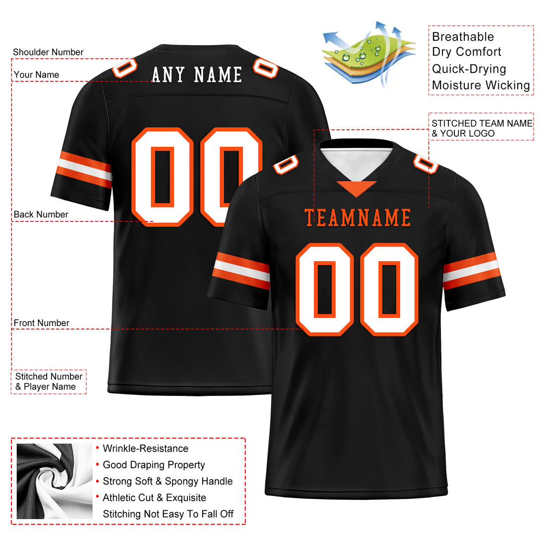 Luxury Gifts,Custom Black Classic Style Personalized Authentic Football Jersey FBJ02-bd0a70c0