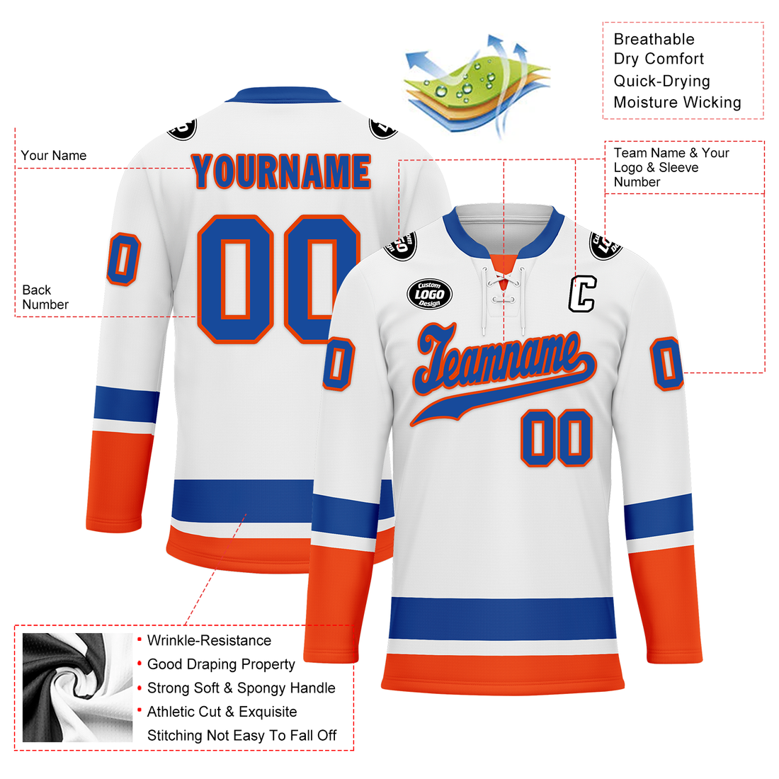 Client Gifts,Custom White Orange Personalized Hockey Jersey HCKJ01-D0a700e