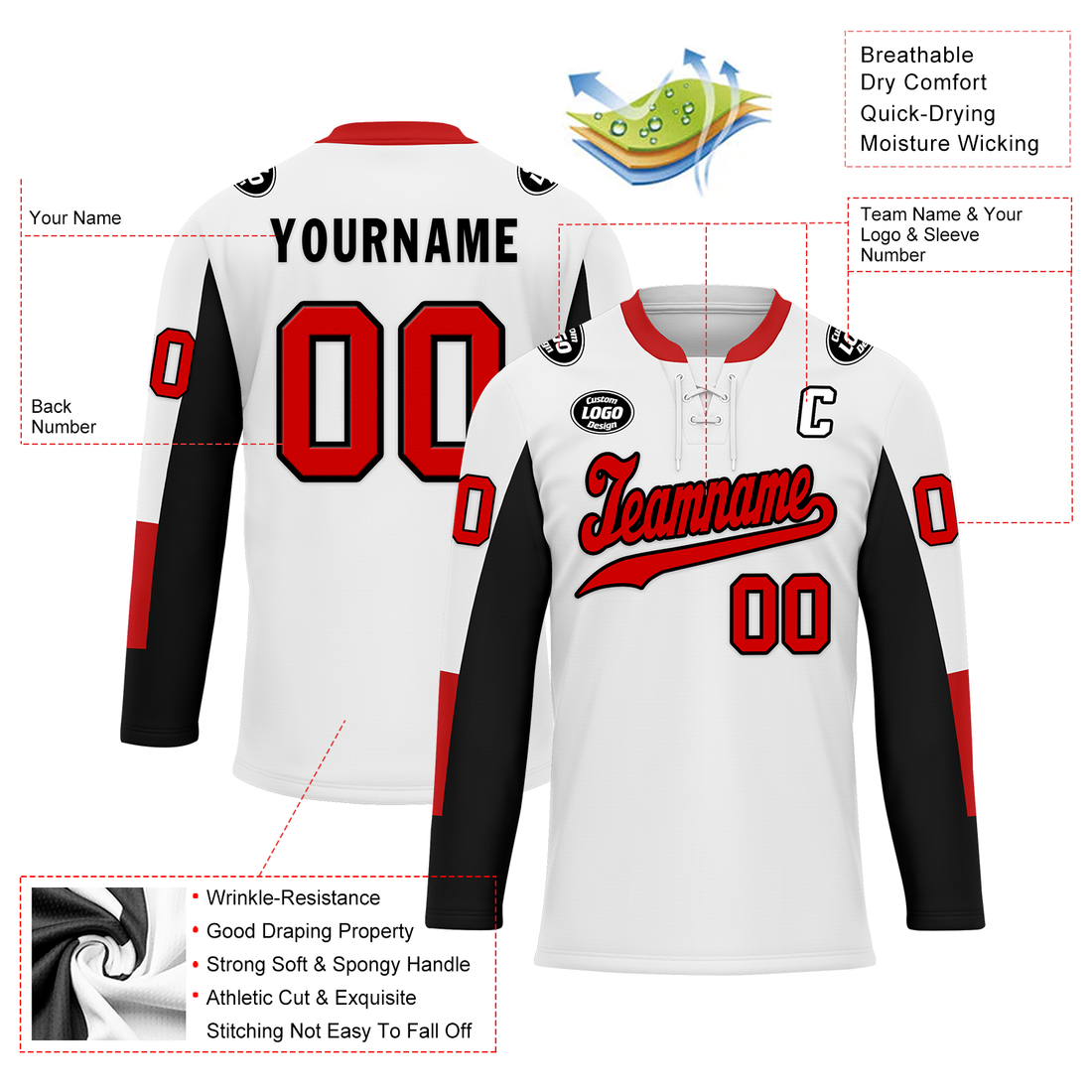 Client Gifts,Custom White Black Personalized Hockey Jersey HCKJ01-D0a70a9