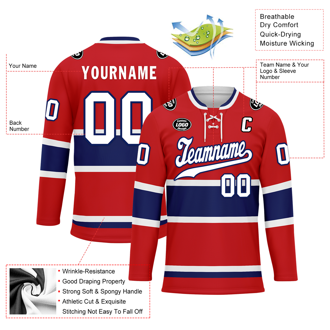 Client Gifts,Custom Red Blue Personalized Hockey Jersey HCKJ01-D0a70a7