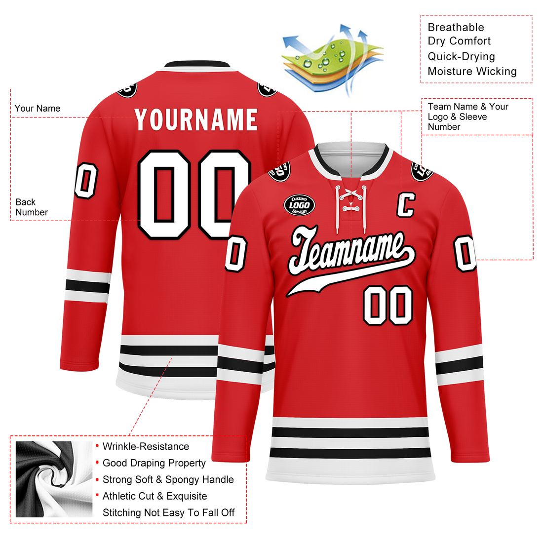 Luxury Gifts,Custom Red Personalized Hockey Jersey HCKJ01-D0a70bf
