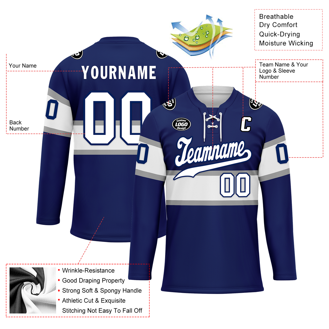 Luxury Gifts,Custom Blue White Personalized Hockey Jersey HCKJ01-D0a70bd