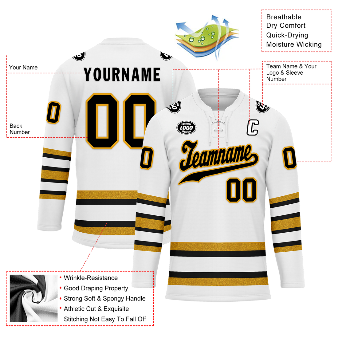 Luxury Gifts,Custom White Yellow Personalized Hockey Jersey HCKJ01-D0a70ef