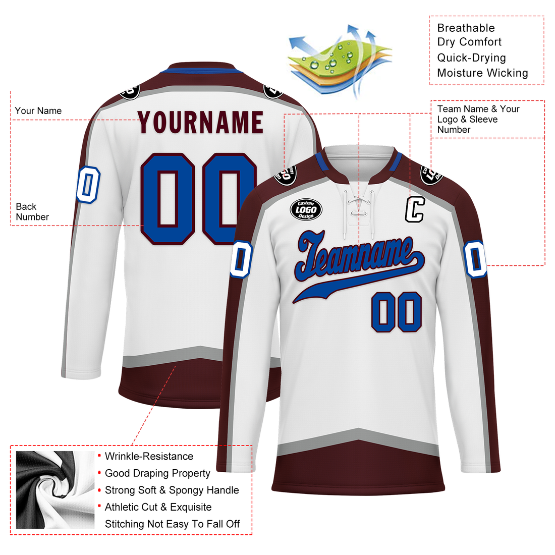 Luxury Gifts,Custom White Red Personalized Hockey Jersey HCKJ01-D0a70ea