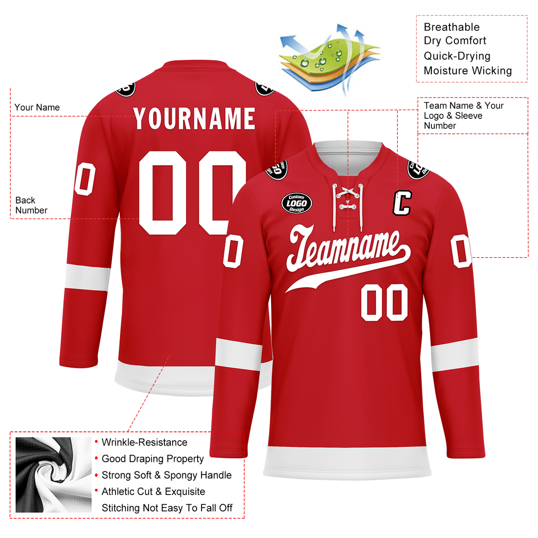 Client Gifts,Custom Red White Personalized Hockey Jersey HCKJ01-D0a70ac