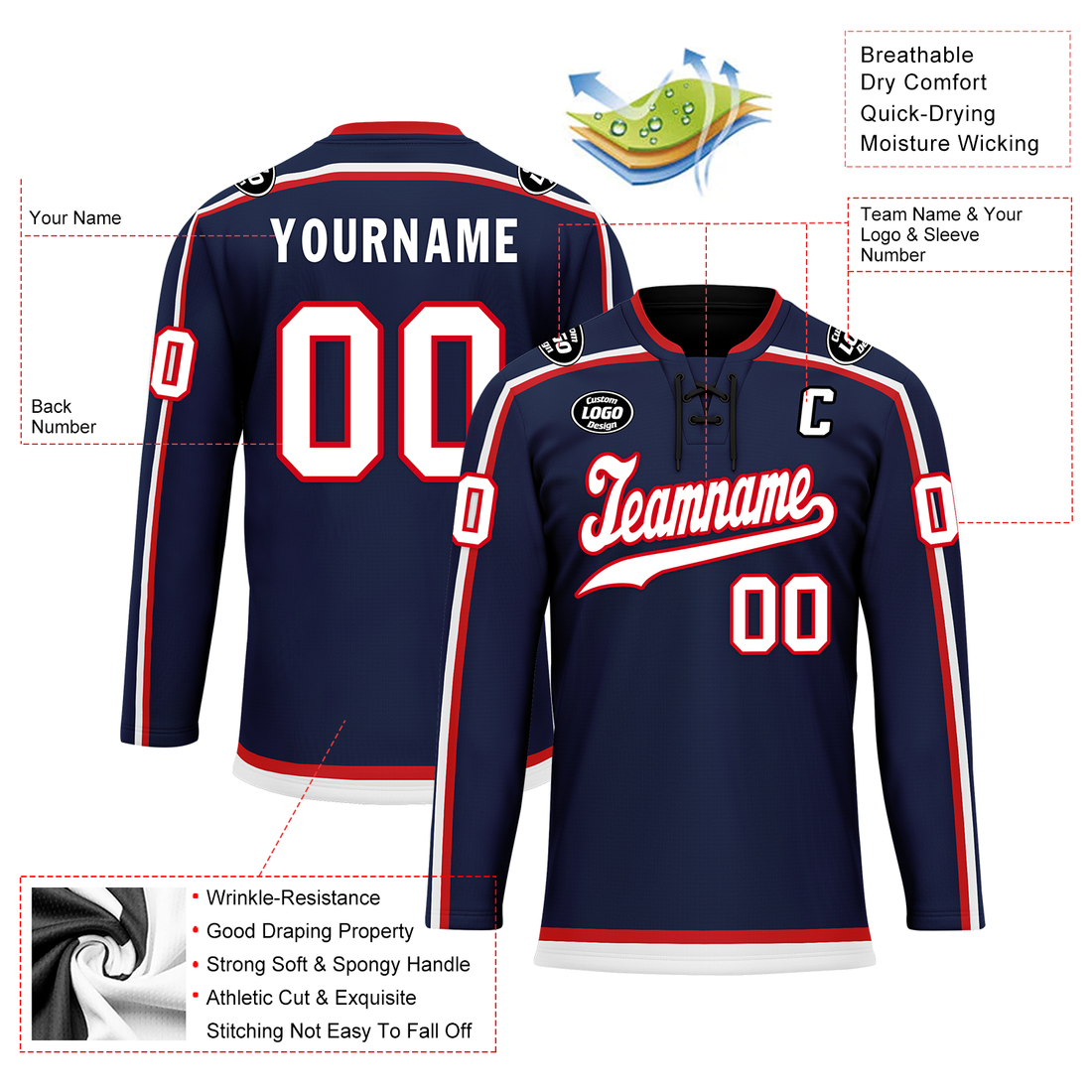 Luxury Gifts,Custom Blue Personalized Hockey Jersey HCKJ01-D0a70fb