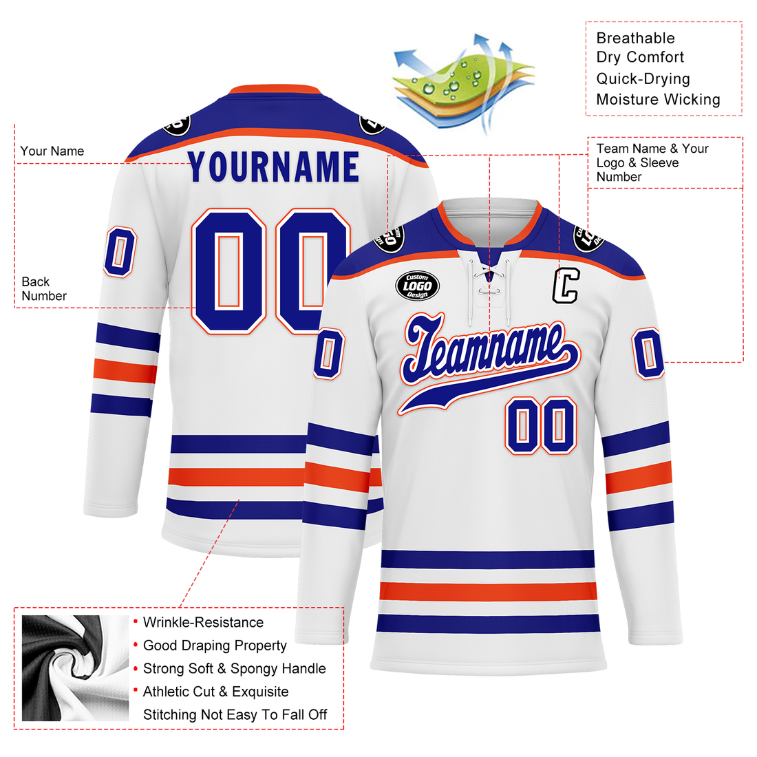 Luxury Gifts,Custom White Blue Personalized Hockey Jersey HCKJ01-D0a70c7