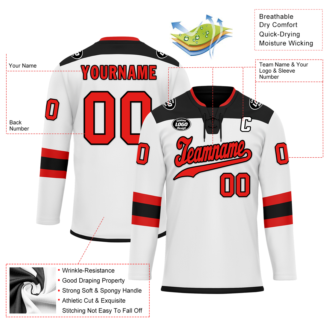 Client Gifts,Custom White Black Personalized Hockey Jersey HCKJ01-D0a700c