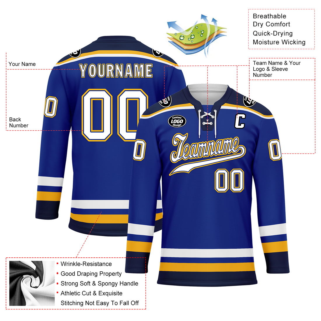 Luxury Gifts,Custom Blue Personalized Hockey Jersey HCKJ01-D0a70cd