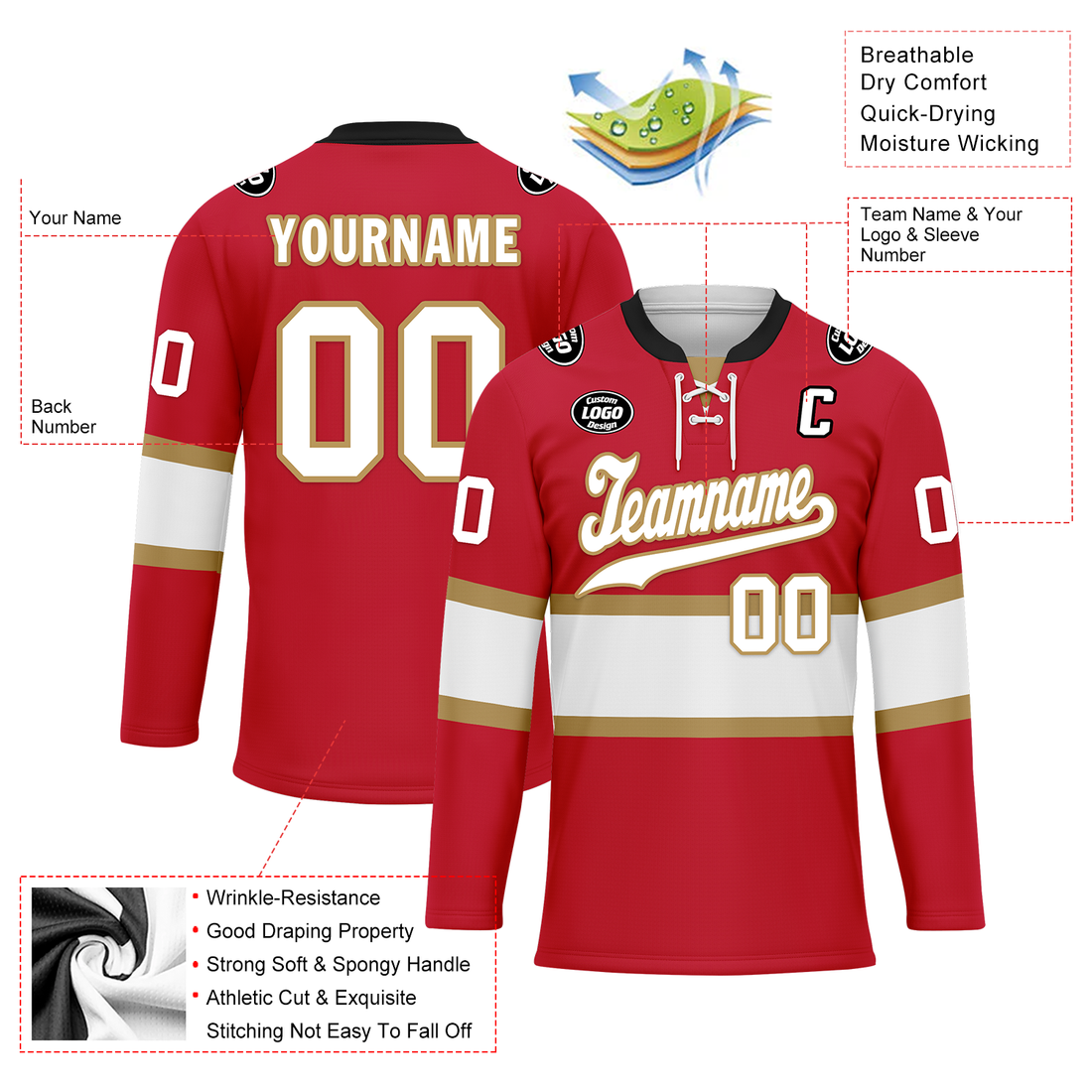 Client Gifts,Custom Red White Personalized Hockey Jersey HCKJ01-D0a70ae