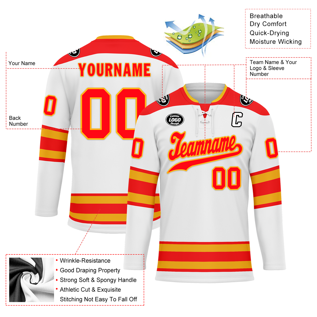 Luxury Gifts,Custom White Red Personalized Hockey Jersey HCKJ01-D0a70cf